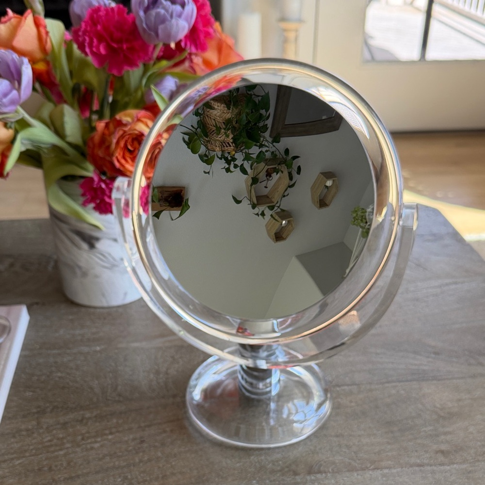 Acrylic Silver Double Sided Vanity Mirror Magnifying Swivel